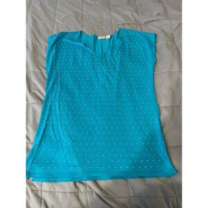 Cato Womens Turquoise Short Sleeve Top With Silver Stud Accents